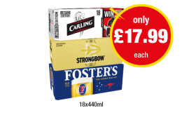 Carling, Strongbow, Fosters - Now Only £17.99 at Premier
