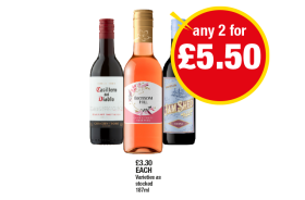 Casillero Del Diablo Cabernet Sauvignon, Blossom Hill Rosé, Jam Shed Shiraz - Any 2 for £5.50 at Premier
