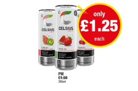 Celsius Sparkling Kiwi Guava, Strawberry, Raspberry Peach - Now Only £1.25 at Premier
