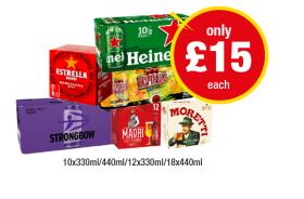 Heineken, Estrella, Desperados, Strongbow Dark Fruits, Madri, Moretti - Now Only £15 at Premier