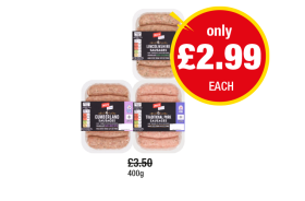 Jack's Sausages Lincolnshire, Cumberland, Traditional Pork - Now Only £2.99 at Premier