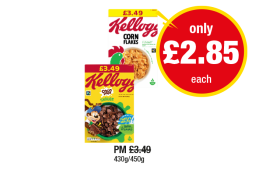 Kelloggs Corn Flakes, Coco Pops Chocos - Now Only £2.85 at Premier