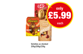 KitKat Crispy, Reese's Egg, Lindt Lindor Assorted - Now Only £5.99 at Premier