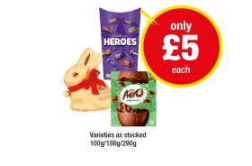 Lindt Gold Bunny, Cadbury Heroes, Aero Peppermint Egg - Now Only £5 at Premier