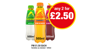 Lucozade Apple, Orange, Cherry - Now Only £2.50 at Premier