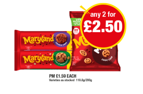 Maryland Double Choc, Choc & Hazelnut, Minis - Any 2 for £2.50 at Premier