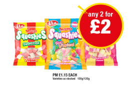 Squashies Drumstick, Tropical, Rhubarb & Custard - Any 2 for £2 at Premier