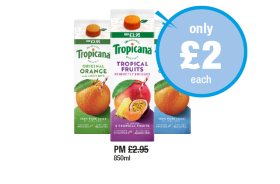 Tropicana Tropical Fruits, Orange Original, Smooth - Now Only £2 at Premier