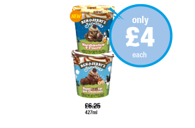 Ben & Jerry's Sundae Marshmallow & S'more!, Hazel-nutin' But Chocolate - Now Only £4 each at Premier