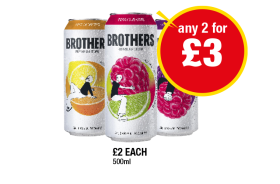 Brothers Cider Best of The Zest, Berry Sub-Lime, Un-Berrylievable - Any 2 for £3 at Premier