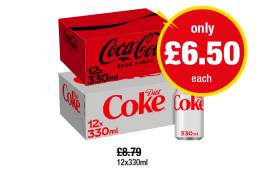 Coca Cola Zero, Diet - Now Only £6.50 each at Premier