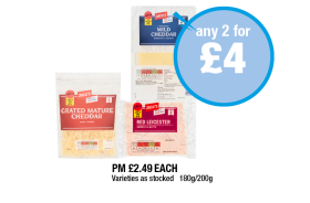 Jack's Mild Cheddar, Red Leicester, Grated Mature Cheddar - Any 2 for £4 at Premier
