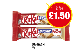 KitKat Chunky Biscoff - 2 for £1.50 at Premier