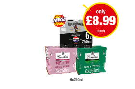 Captain Morgan Pepsi Max, Gordon's Gin & Tonic, Pink Gin - Now Only £8.99 at Premier