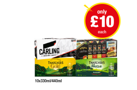 Carling, Kopparberg Variety Pack, Thatchers Gold, Haze - Now Only £10 at Premier