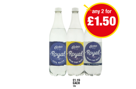 Carters Royal Soda Water, Indian Tonic Water, Low Calorie - Any 2 for £1.50 at Premier
