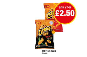 Cheetos Twisted, Fiery - Any 2 for £2.50 at Premier
