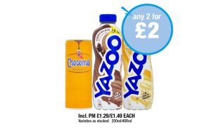 Chocomel, Yazoo Chocolate, Banana - Any 2 for £2 at Premier