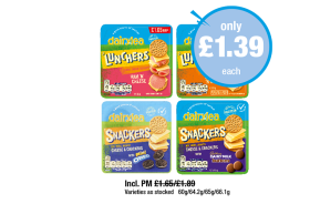 Dairylea Lunchers Ham 'N' Cheese, Chicken 'N' Cheese, Snackers Oreo, Dairy Milk Buttons - Now Only £1.39 at Premier