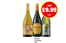 Diablo Golden Chardonnay, Campo Viejo Rioja, Brancott Sauvignon Blanc - Now Only £9.99 at Premier