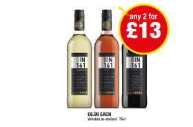 Hardy's Bin 161 Chardonnay, Rosé, Merlot - Any 2 for £13 at Premier