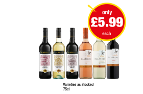 Hardy's Shiraz Cabernet, Chardonnay, Merlot, Isla Negra Rosé, Sauvignon Blanc, Malbec - Now Only £5.99 at Premier