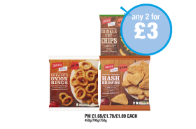 Jack's Crinkle Cut Chips, Breaded Onion Rings, Hash Browns - Any 2 for £3 at Premier