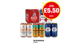 Madri, Kronenbourg, Carlsberg Export, Holsten Pilsner, Poretti - Now Only £5.50 at Premier