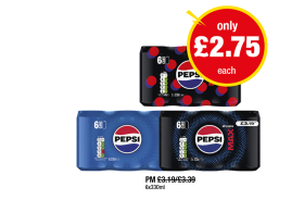 Pepsi, Max, Cherry Max - Now Only £2.75 at Premier
