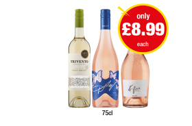 Trivento Pinot Grigio, Dolly Rosé, Kylie Rosé - Now Only £8.99 at Premier