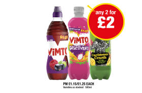Vimto, Discovery, Levi Roots Caribbean Crush - Any 2 for £2 at Premier