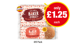 Baker Street Hot Dog Rolls, Seeded Burger Buns - Now Only £1.25 at Premier