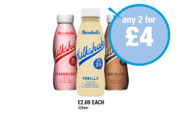 Barebells Milkshake Vanilla, Strawberry, Chocolate - Any 2 for £4 at Premier