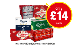 Budweiser, Cruzcampo, Corona, Carlsberg, Estrella - Now Only £14 at Premier
