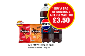 Doritos Chilli Heatwave, Tangy Cheese, Pepsi Max, Cherry - Buy A Bag of Doritos & A Pepsi Max for £3.50 at Premier