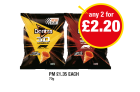 Doritos 3D Crunch Nacho Cheese, Sizzling Steak - Any 2 for £2.20 at Premier