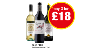Hardy's Chardonnay, Cabernet Merlot, The Secretary Bird - Any 3 for £18 at Premier
