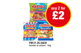 Haribo Sour Sparks, Nostalgix, Starmix - Any 2 for £2 at Premier