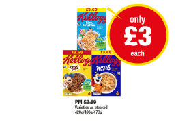 Kellogg's Rice Krispies, Coco Pops, Frosties - Now Only £3 at Premier
