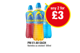 Lucozade Sport Raspberry, Orange, Blue Force - Any 2 for £3 at Premier