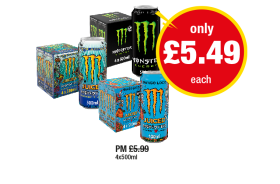 Monster Original, Juiced Aussie Lemonade, Mango Loco - Now Only £5.49 at Premier