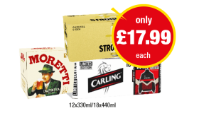 Moretti, Strongbow, Carling - Now Only £17.99 at Premier