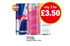 Red Bull, Peach, Coconut - Any 3 for £3.50 at Premier