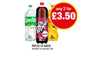 Sprite, Dr Pepper, Fanta Orange - Any 2 for £3.50 at Premier