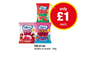 Vidal Jolly Slices, Teeth Lips, Sour Medley - Now Only £1 at Premier