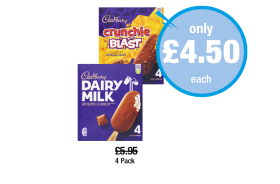 Cadbury Ice Creams Crunchie Blast, Dairy Milk - Now Only £4.50 at Premier