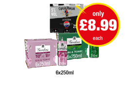 Captain Morgan Spiced Gold Pepsi Max, Gordon's Gin & Tonic, Premium Pink - Now Only £8.99 at Premier