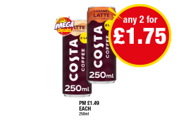 Costa Latte, Caramel - Any 2 for £1.75 at Premier