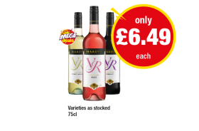 Hardy's Pinot Grigio, Rosé, Merlot - Now Only £6.49 at Premier