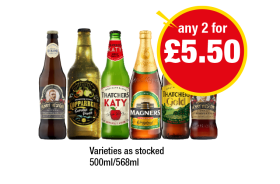 Henry Westons Signature Vintage, Vintage Cider, Kopparberg, Thatchers Katy, Gold, Magners - Any 2 for £5.50 at Premier